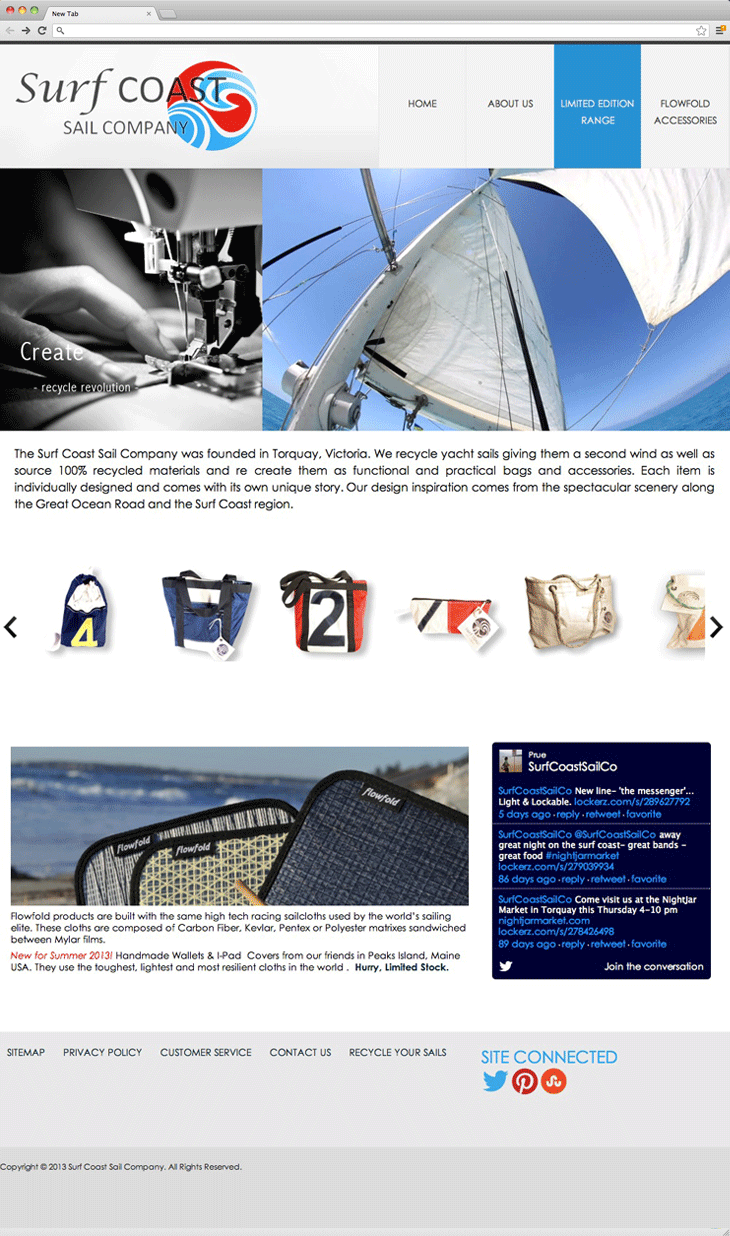 Surf Coast Sail Company website image